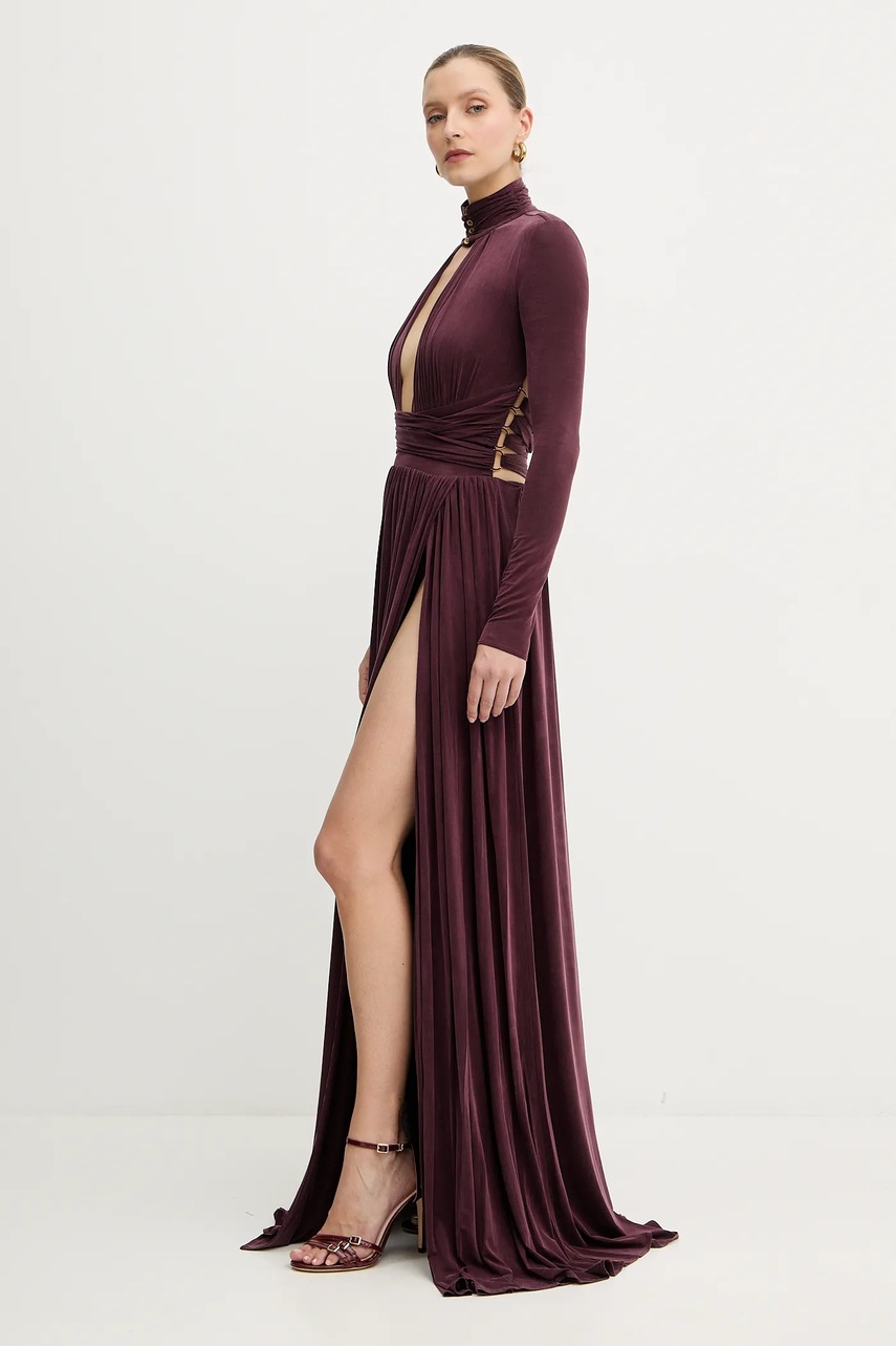 Платье Elisabetta Franchi цвет бордовый maxi расклешённое ABR1656E2