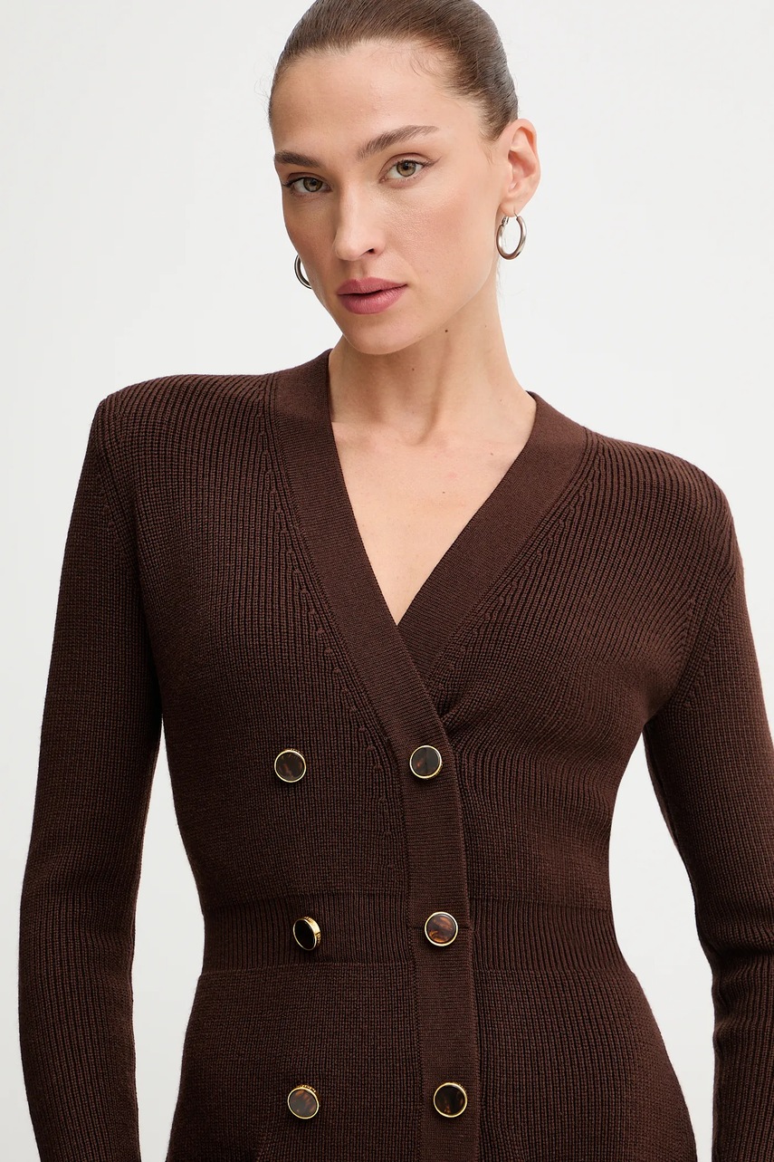 Сукня з додаванням вовни Elisabetta Franchi колір коричневий mini облягаюча AM04S56E2