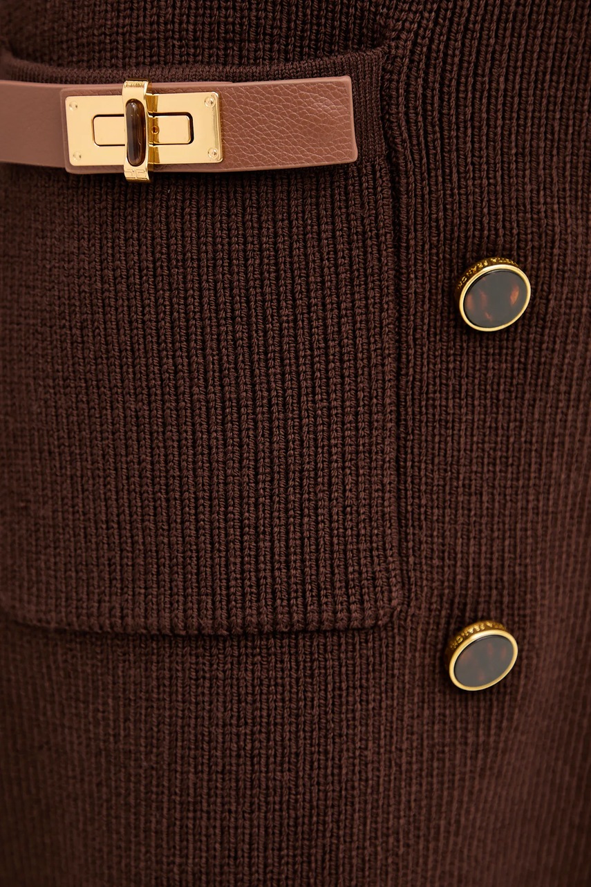 Сукня з додаванням вовни Elisabetta Franchi колір коричневий mini облягаюча AM04S56E2