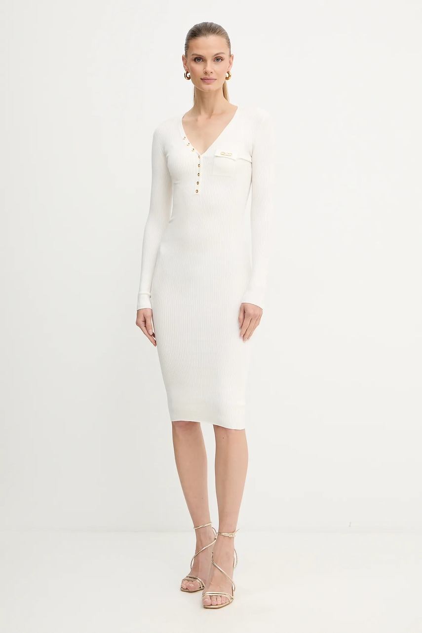 Elisabetta Franchi rochie din mătase mini-ajustat de culoare bej AM10B56E2