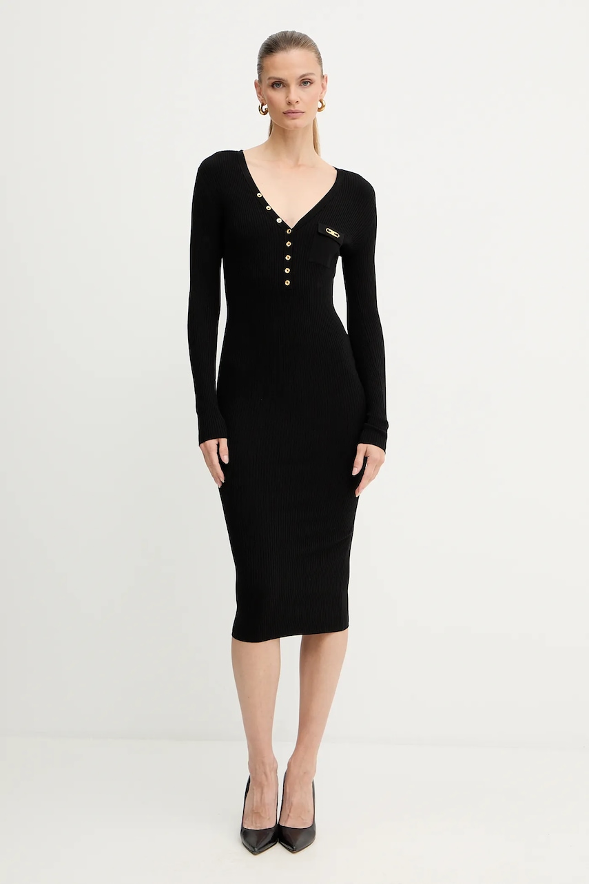 Elisabetta Franchi rochie din mătase mini negru montat AM10B56E2