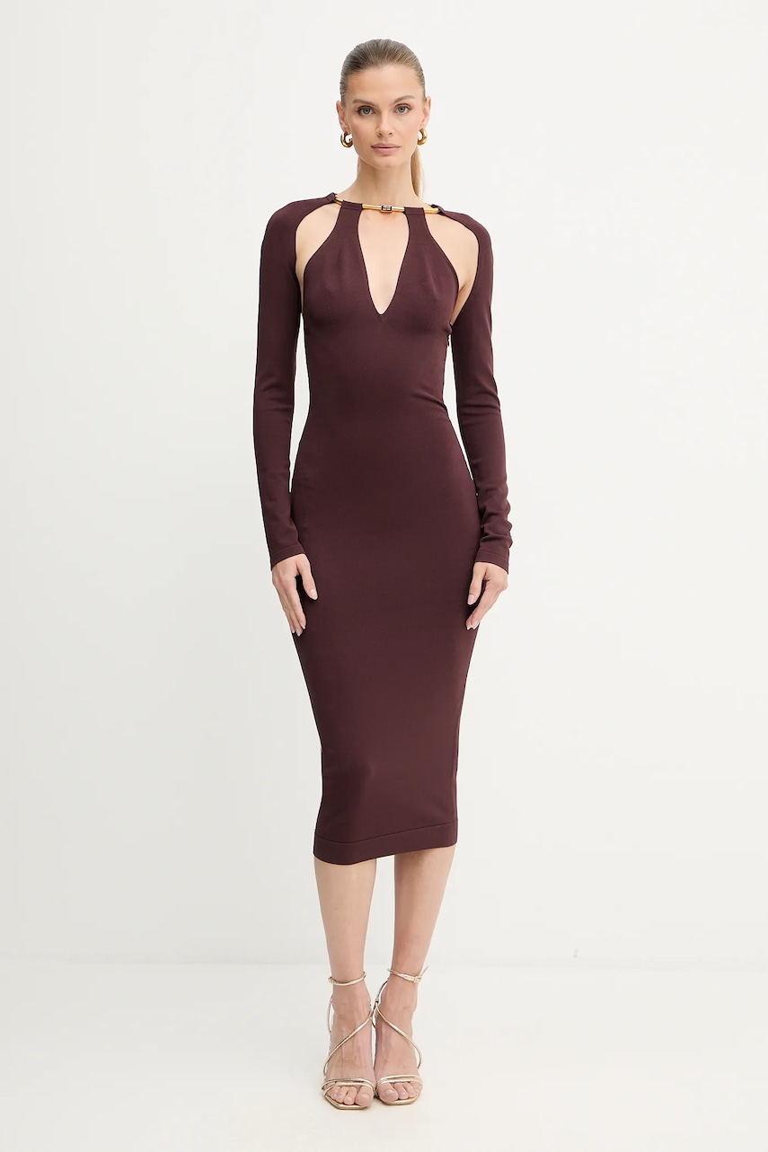 Elisabetta Franchi rochie culoarea bordo, midi, mulată, AM11S56E2