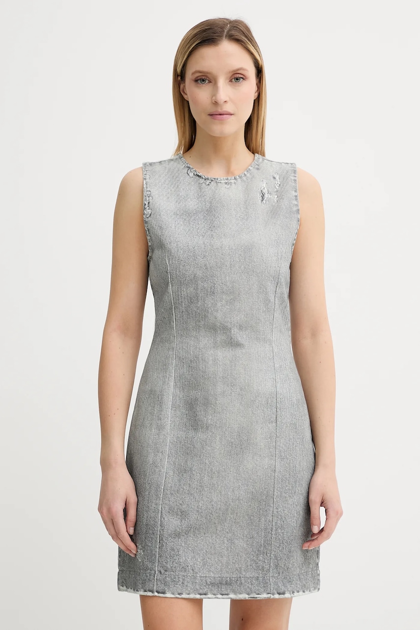 Won Hundred rochie jeans culoarea gri, mini, mulată, 3679-15049