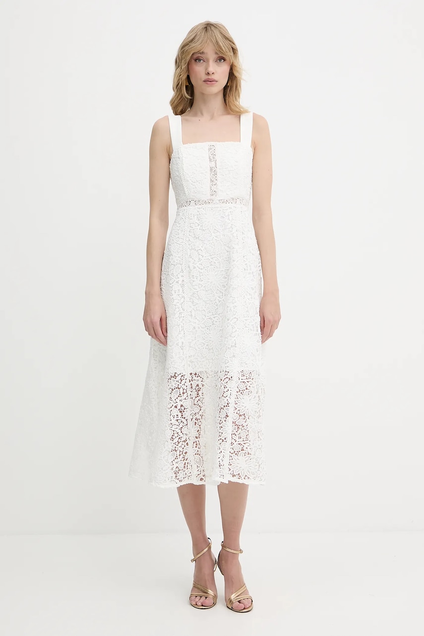 Morgan rochie culoarea alb, midi, mulată, ROVIDA