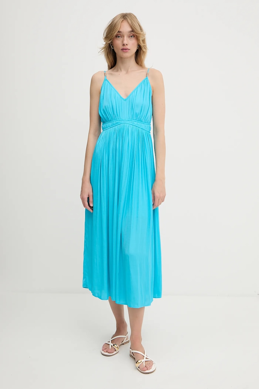 Morgan rochie culoarea turcoaz, midi, evazați, ROIYA