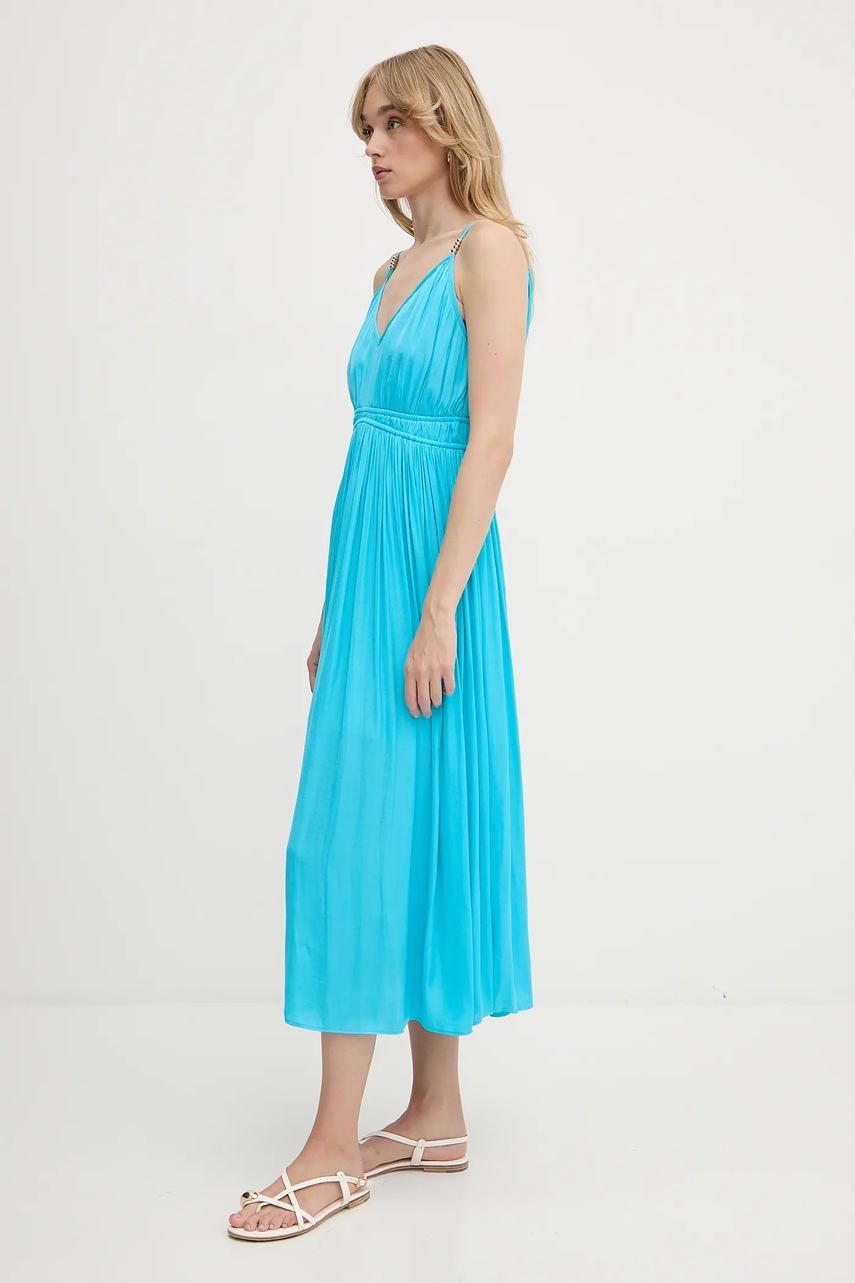 Платье Morgan цвет бирюзовый midi расклешённое ROIYA