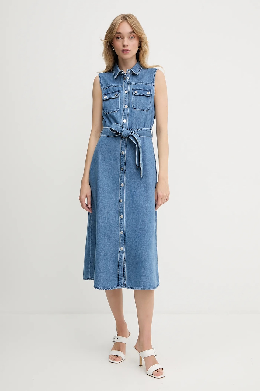 Morgan rochie jeans midi, drept, RJEAN