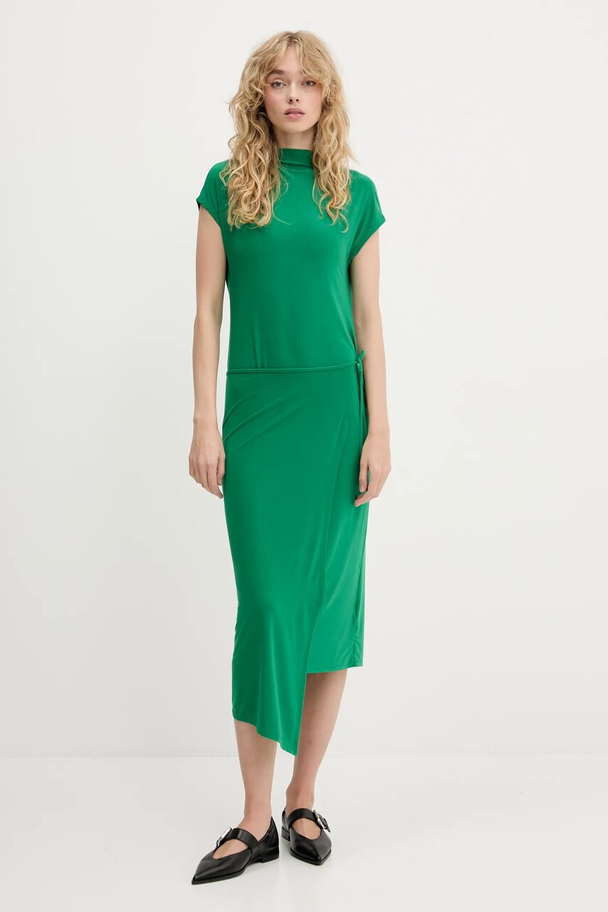 Levně Šaty Calvin Klein zelená barva, midi, přiléhavé, LV044C237G