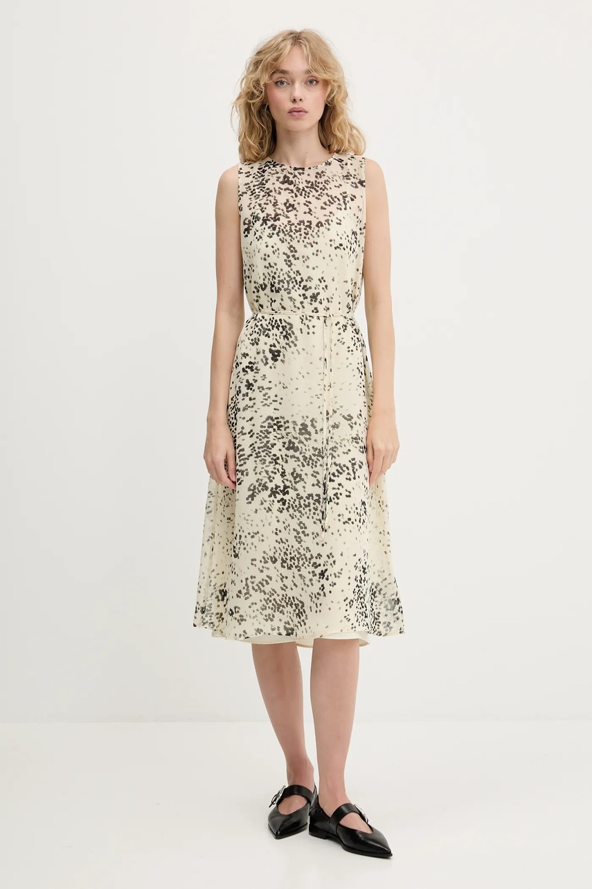 Сукня Calvin Klein колір бежевий midi розкльошена LV144C043G