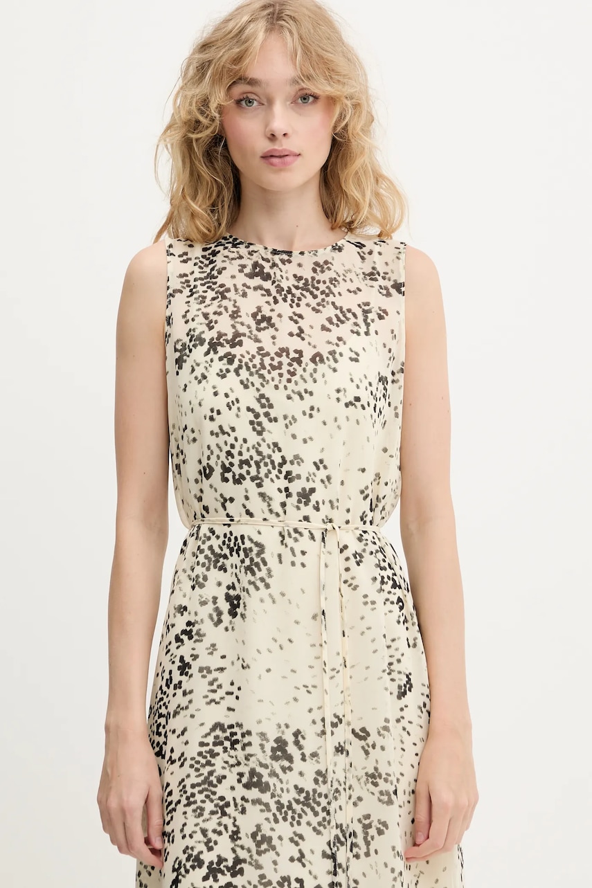 Сукня Calvin Klein колір бежевий midi розкльошена LV144C043G