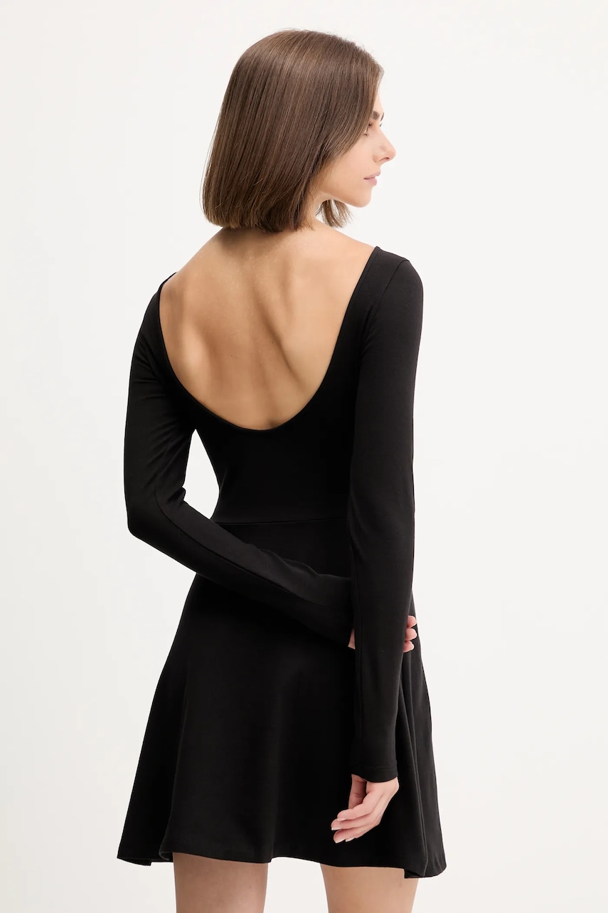 Tommy Jeans rochie culoarea negru, mini, evazati, DW0DW21745