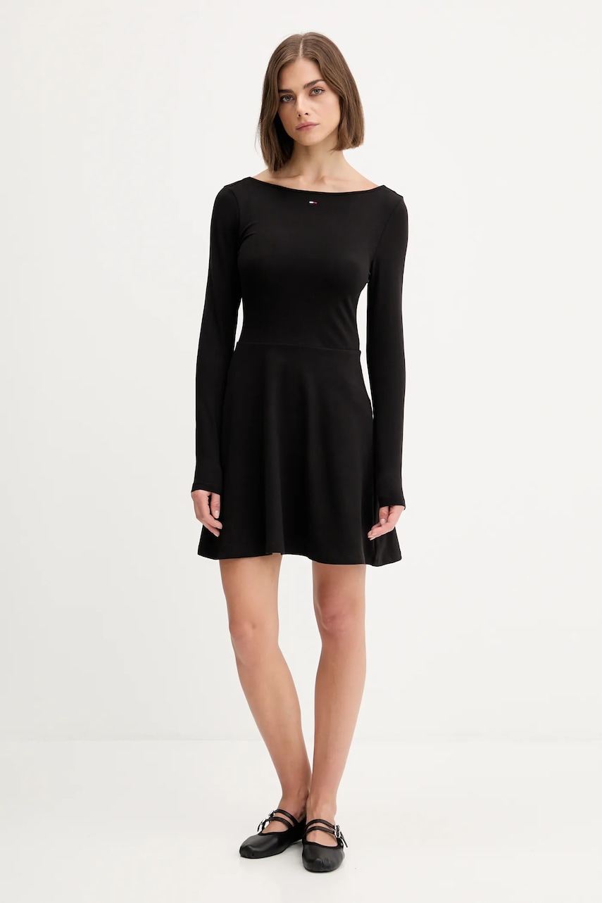 Сукня Tommy Jeans колір чорний mini розкльошена DW0DW21745