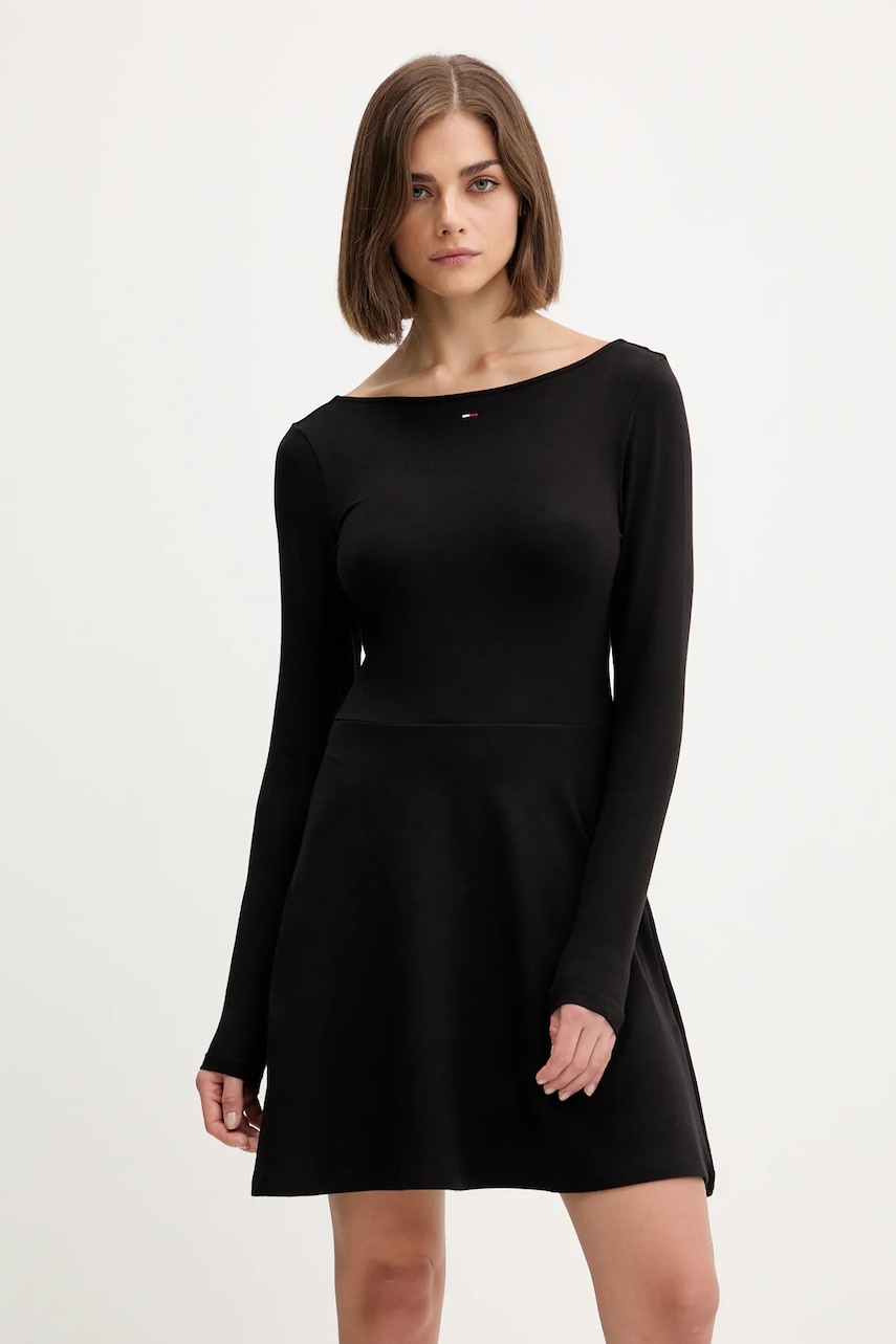 Сукня Tommy Jeans колір чорний mini розкльошена DW0DW21745