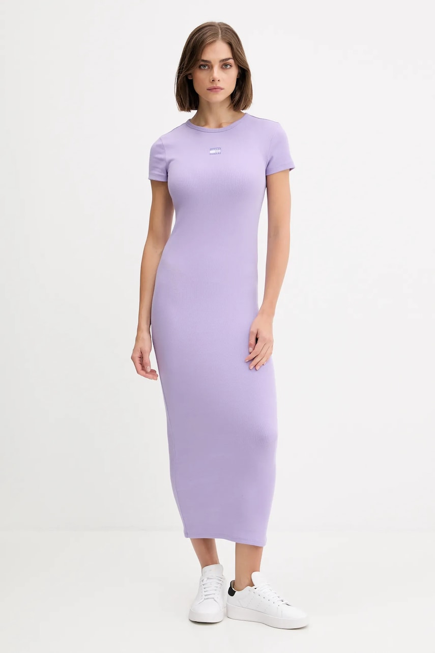 Tommy Jeans rochie culoarea violet, midi, mulata, DW0DW20873