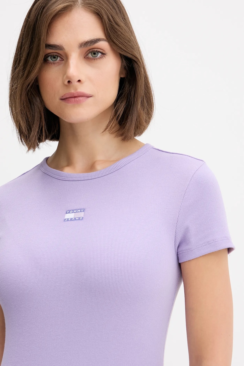 Сукня Tommy Jeans колір фіолетовий midi облягаюча DW0DW20873