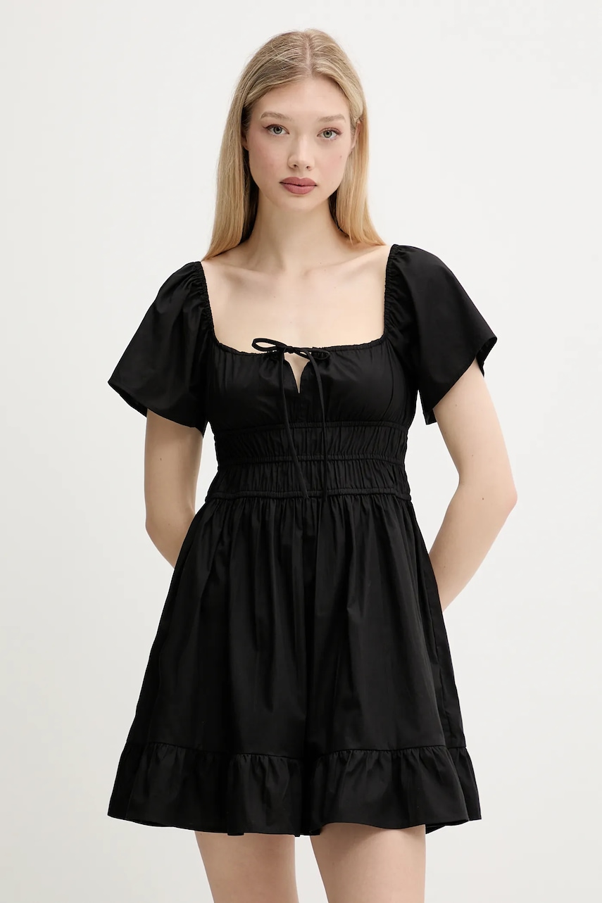 Tommy Jeans rochie din bumbac culoarea negru, mini, evazati, DW0DW20882
