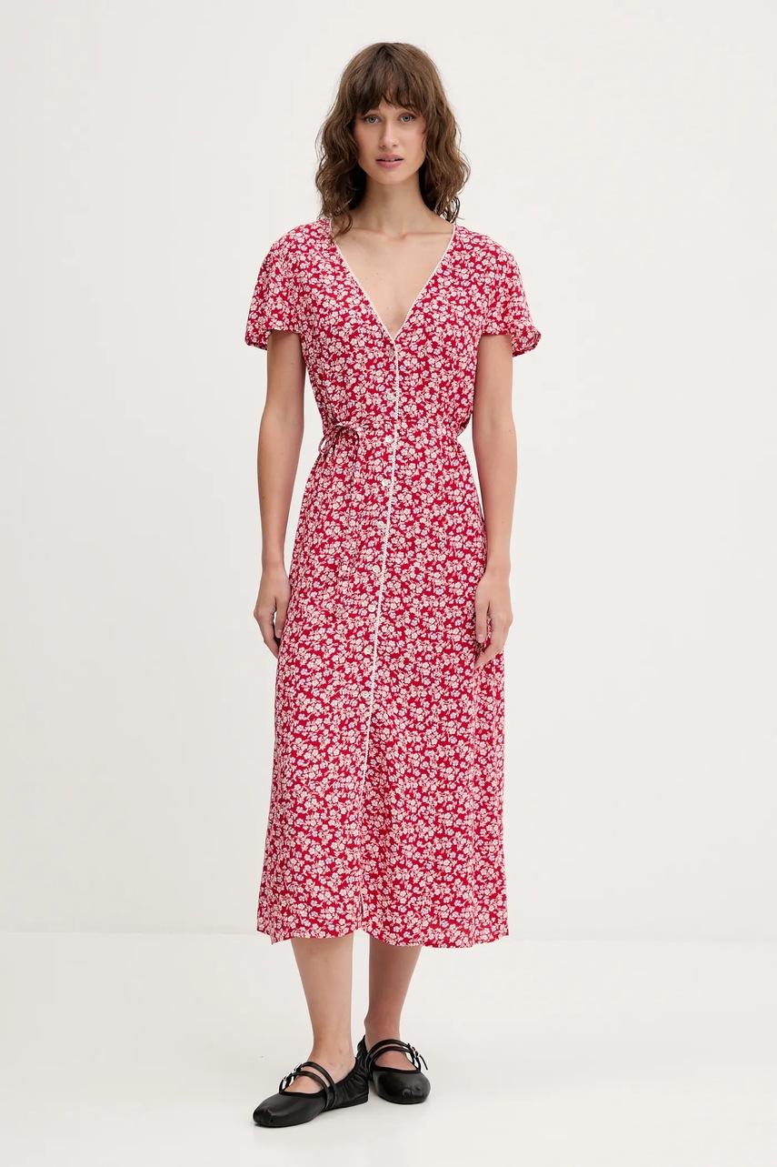 Платье Tommy Jeans цвет красный midi расклешённое DW0DW20884