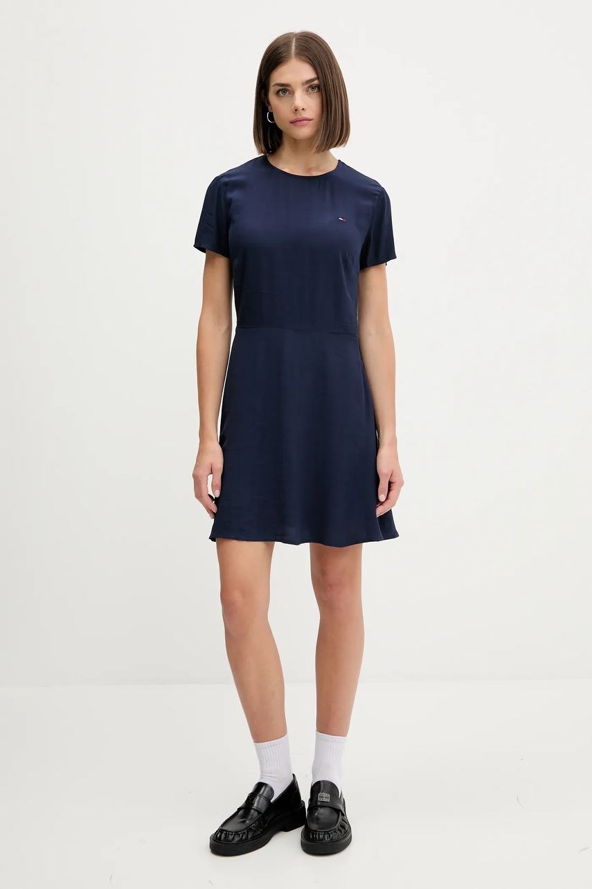 Сукня Tommy Jeans колір синій mini розкльошена DW0DW21120