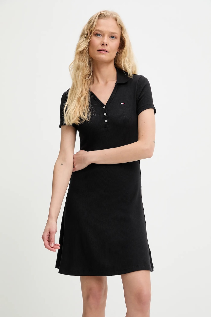 Tommy Jeans rochie culoarea negru, mini, mulată, DW0DW21172