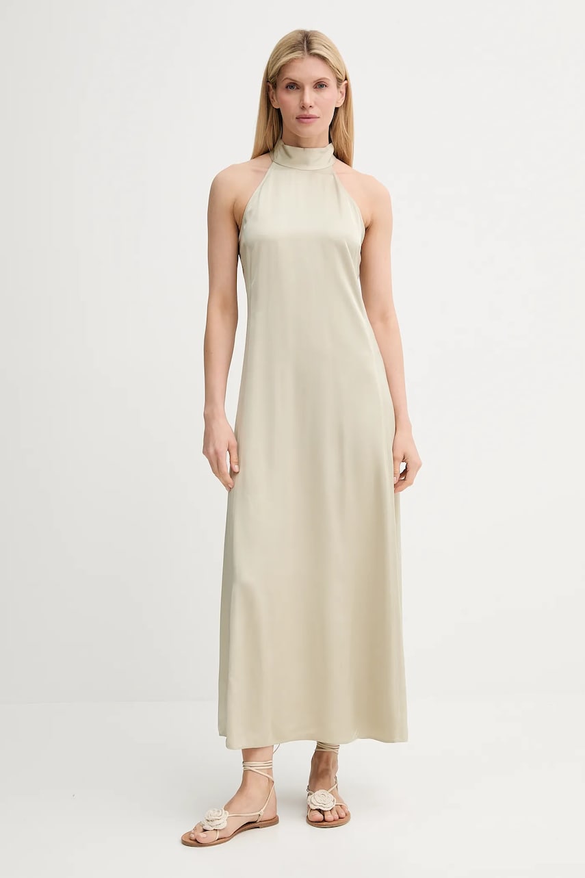 Samsoe Samsoe rochie SANETTLE culoarea verde, maxi, drept, F25200104