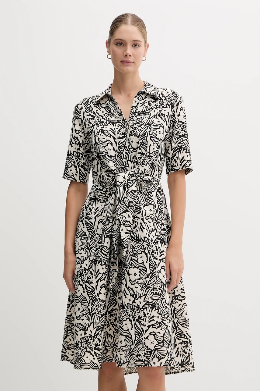 Levně Lněné šaty Tommy Hilfiger černá barva, mini, WW0WW45836