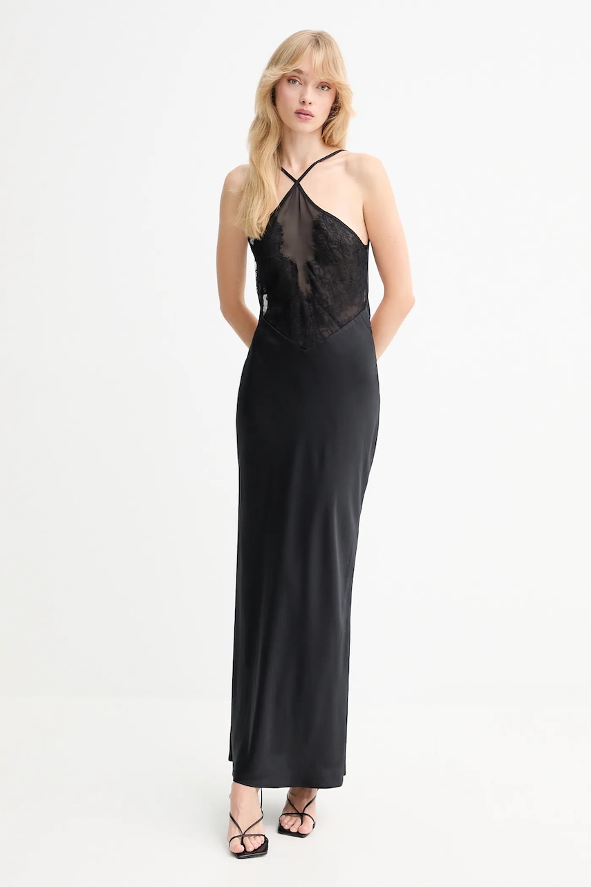 IRO rochie din mătase culoarea negru, maxi, evazați, WP33BORRA