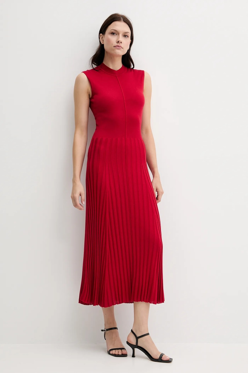 Tommy Hilfiger selyemkeverékes ruha piros, maxi, harang alakú, WW0WW45653 termék 2. képe