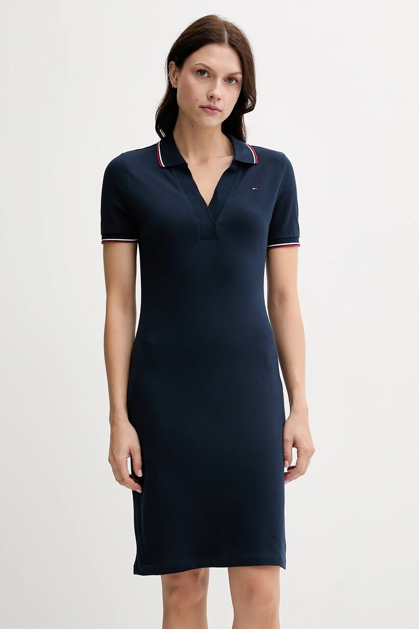 Levně Šaty Tommy Hilfiger tmavomodrá barva, mini, přiléhavé, WW0WW45740