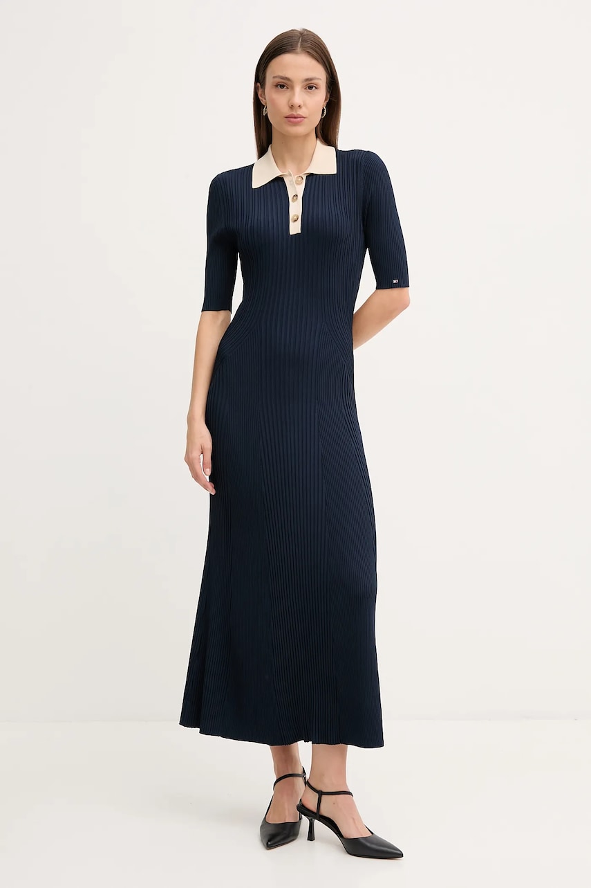 Levně Šaty Tommy Hilfiger tmavomodrá barva, maxi, WW0WW47216