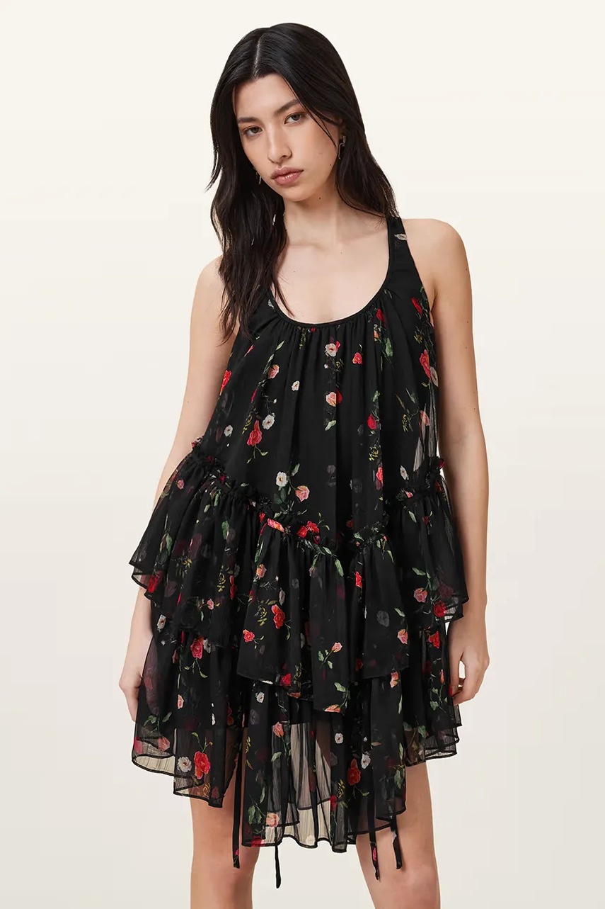 Платье AllSaints RACH цвет чёрный mini расклешённое W107DC