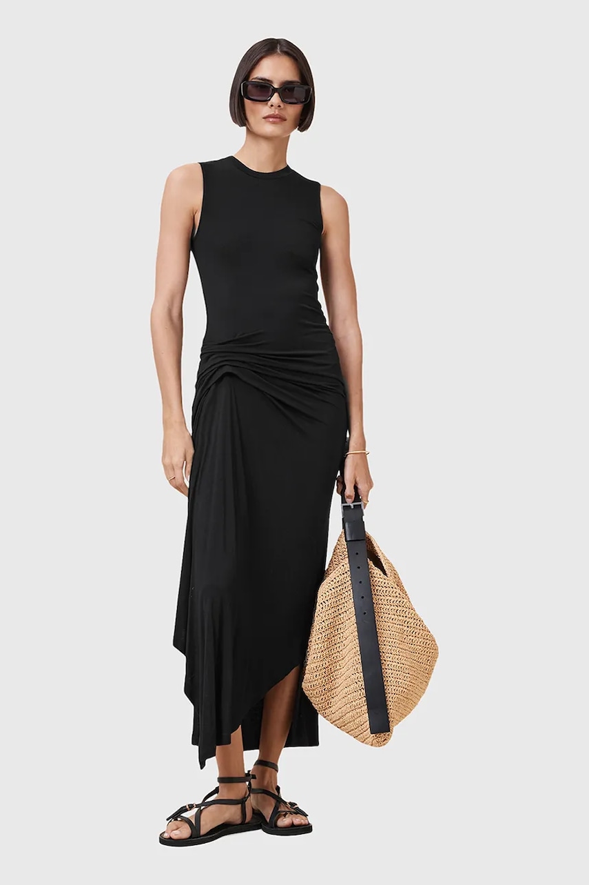 Сукня AllSaints RIVI колір чорний midi облягаюча W166DC