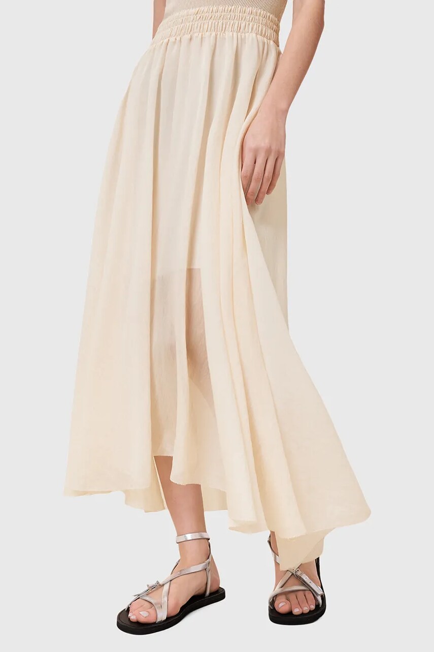 Сукня AllSaints ZENIA колір бежевий midi розкльошена W188DC