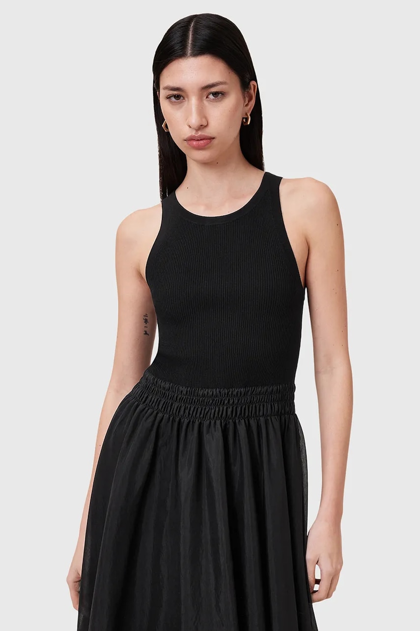 Сукня AllSaints ZENIA колір чорний midi розкльошена W188DC