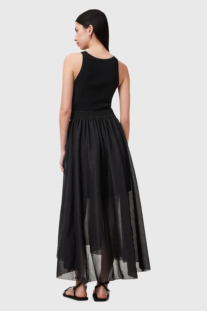 Сукня AllSaints ZENIA колір чорний midi розкльошена W188DC