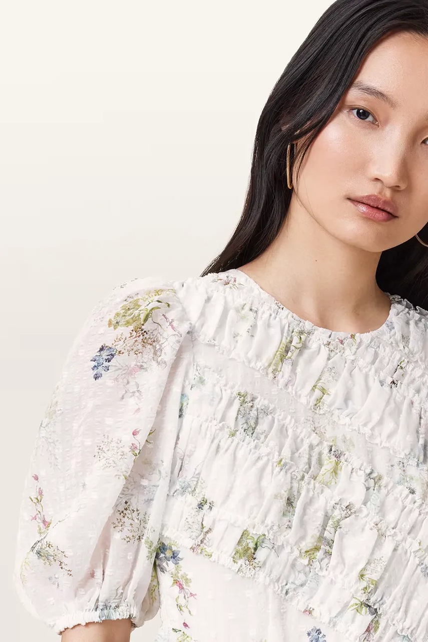 Платье AllSaints SERENE цвет белый midi расклешённое W209DC