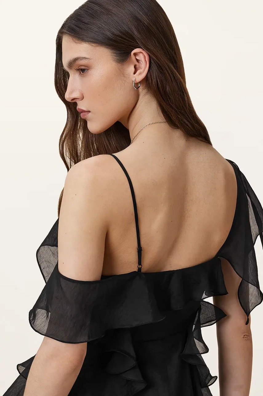 Сукня AllSaints SIENNA колір чорний maxi розкльошена W212DC