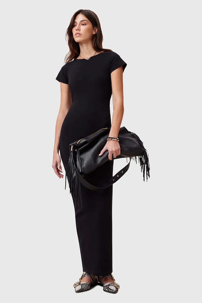 Бавовняна сукня AllSaints KATARINA колір чорний maxi облягаюча W253DC