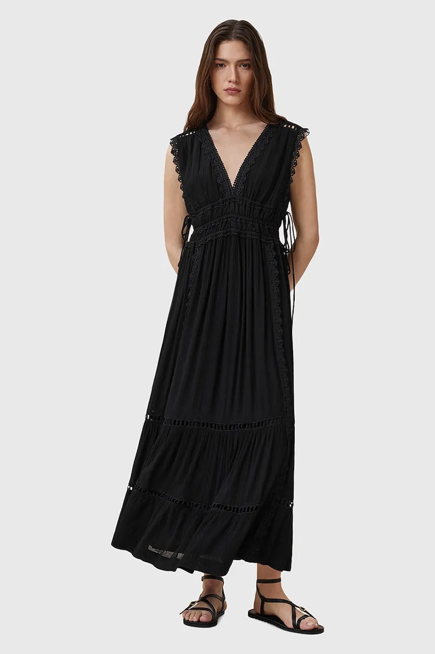 AllSaints rochie XANTHE culoarea negru, maxi, evazati, W302DC