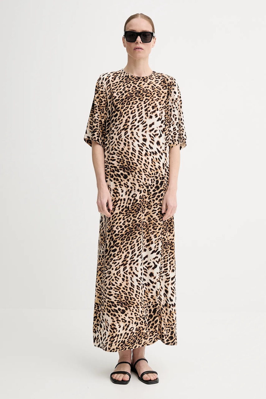 Gestuz rochie culoarea bej, maxi, dreaptă, 10910177