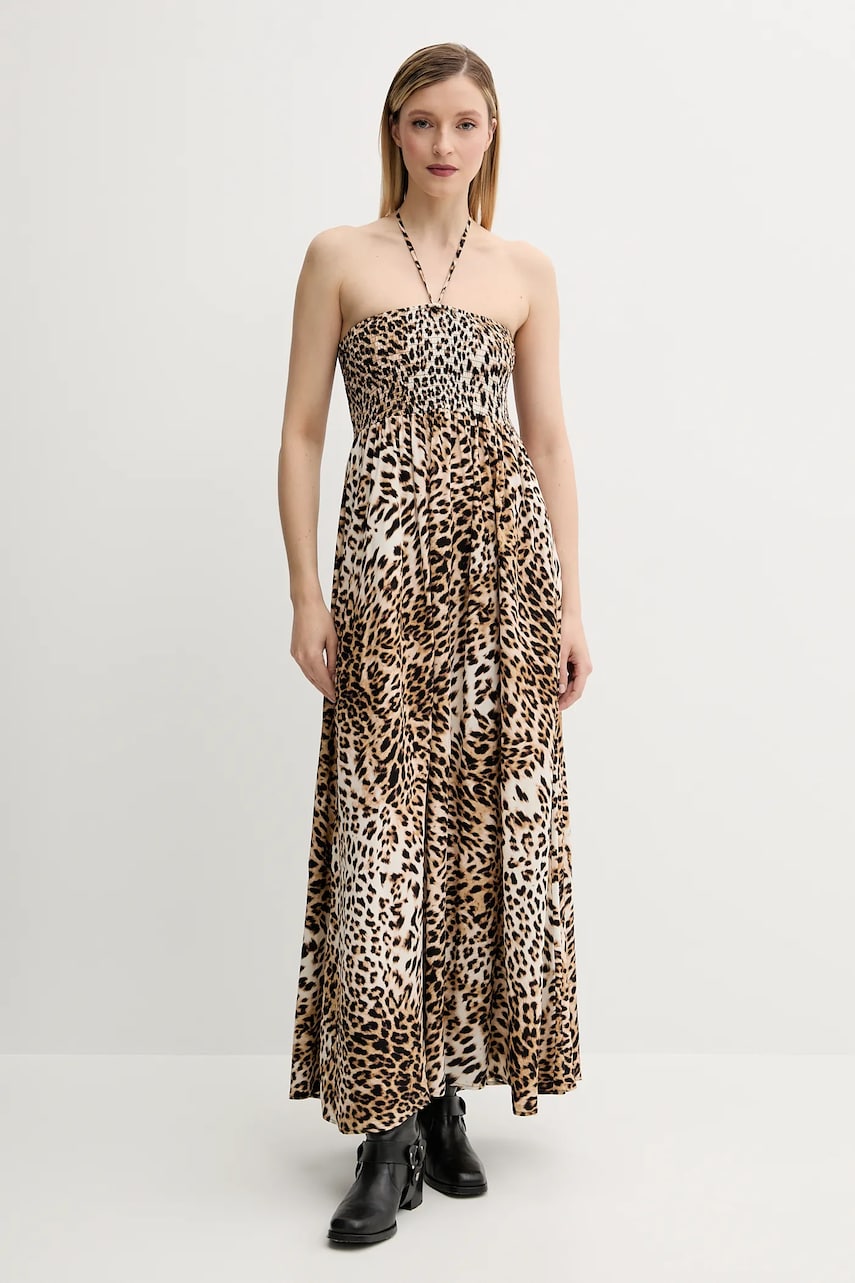 Gestuz rochie culoarea maro, midi, evazați, 10910247