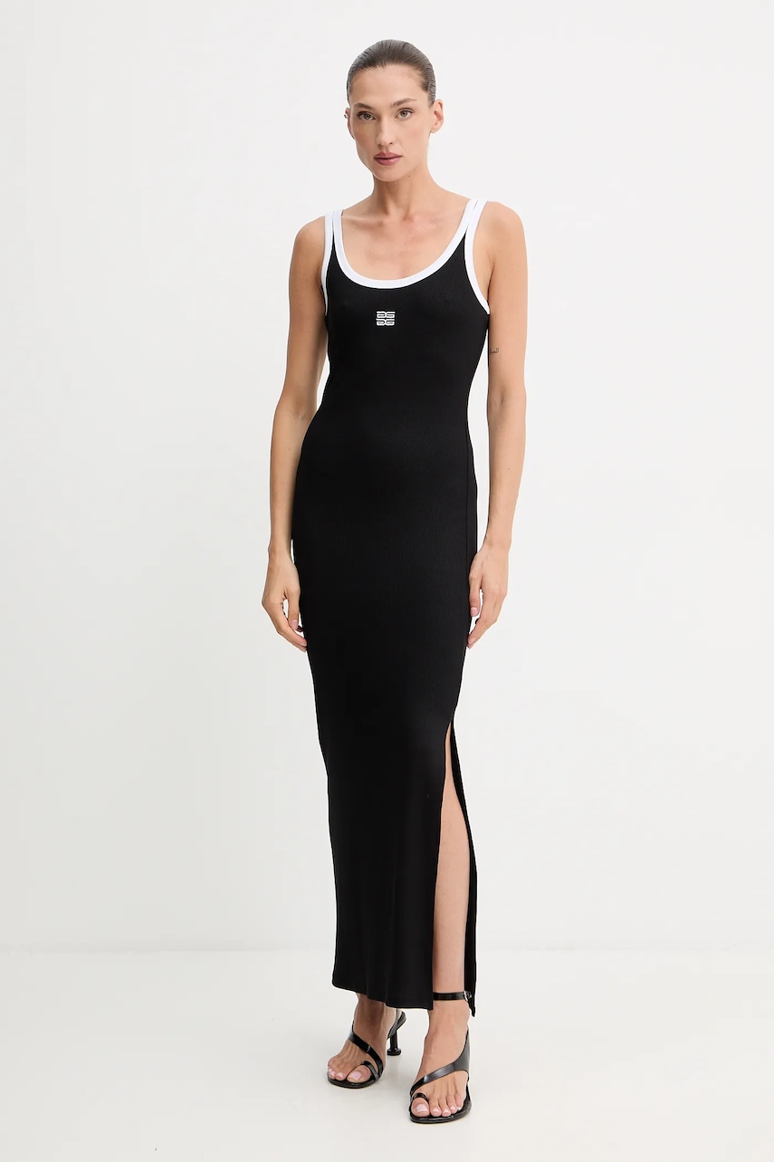 Gestuz rochie culoarea negru, maxi, mulată, 10910276