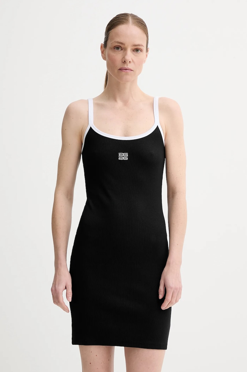 Gestuz rochie culoarea negru, mini, mulată, 10910278