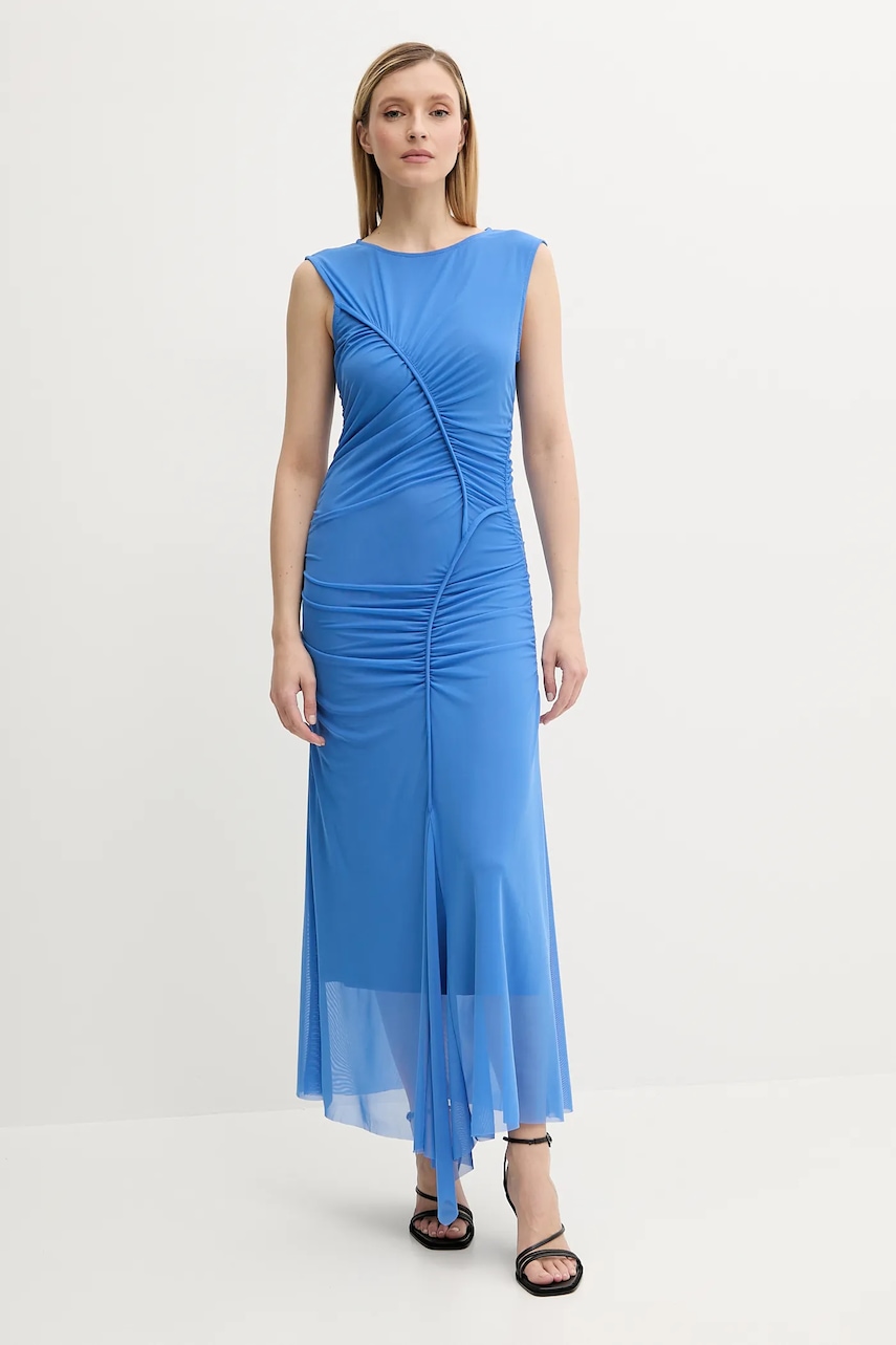 Gestuz rochie culoarea violet, maxi, mulata, 10910318