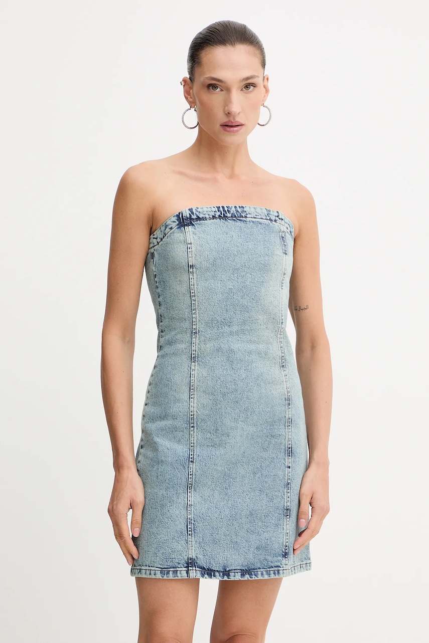 Gestuz rochie din denim mini, dreaptă, 10910470