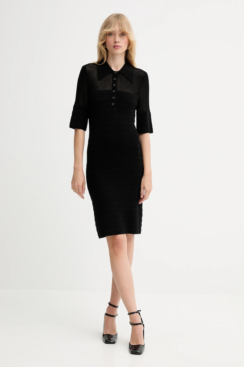 Gestuz rochie culoarea negru, mini, mulata, 10910347