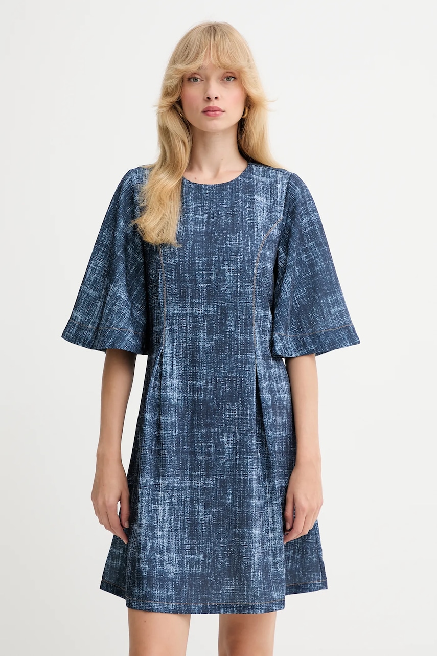 Gestuz rochie culoarea albastru marin, mini, evazati, 10910411