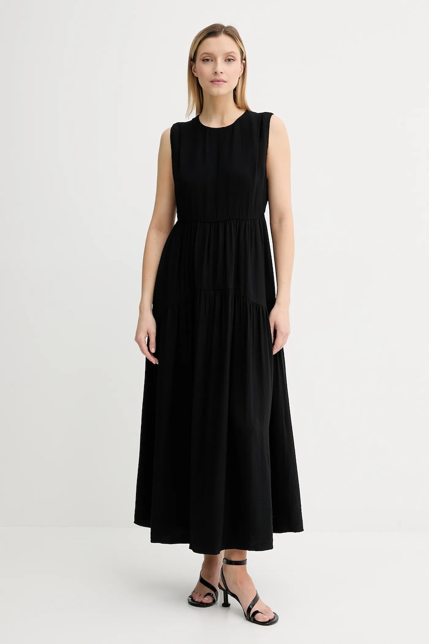 Gestuz rochie culoarea negru, maxi, evazați, 10910441