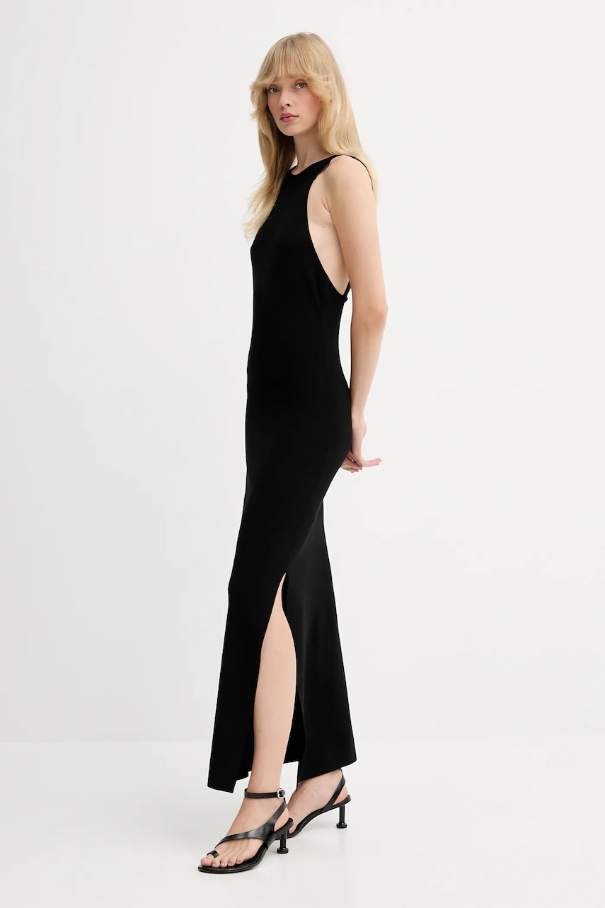 Gestuz rochie culoarea negru, maxi, drept, 10910454