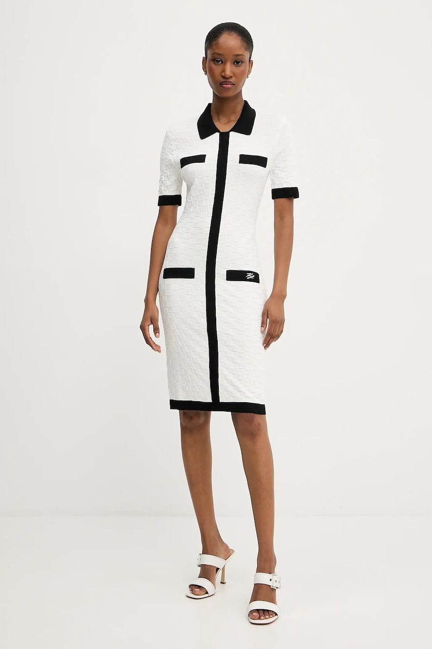 Karl Lagerfeld rochie culoarea alb, mini, mulata, A3W13036