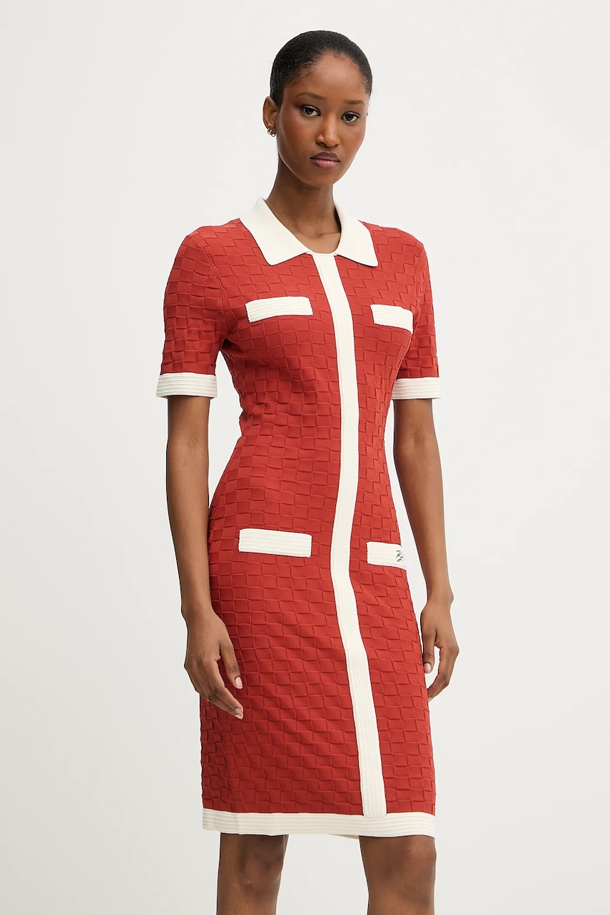 Karl Lagerfeld rochie culoarea portocaliu, mini, mulata, A3W13036